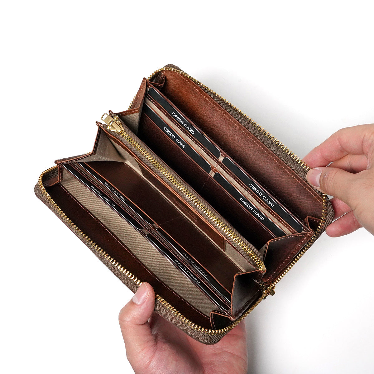 油麂皮圓拉鍊長皮夾 FZKM10