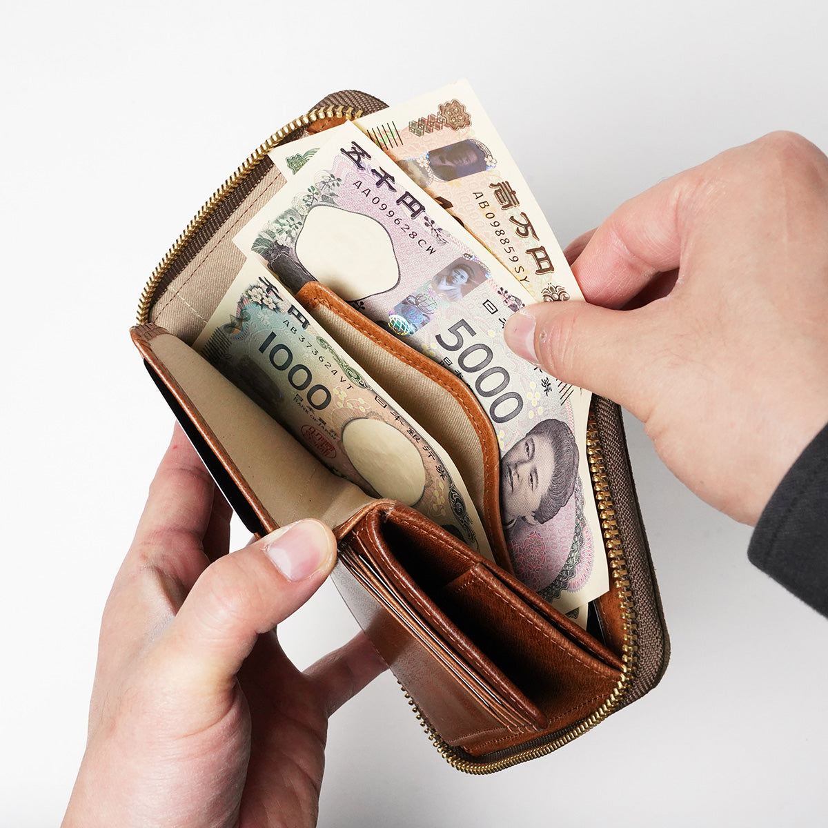 Oil suede round zipper half wallet FZKM11