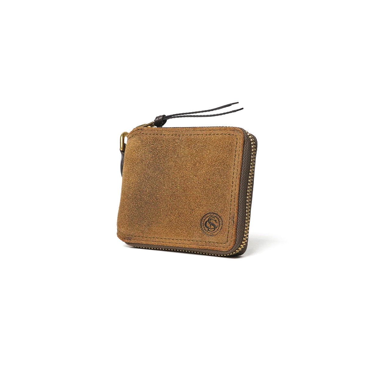 Oil suede round zipper bifold wallet FZKM12