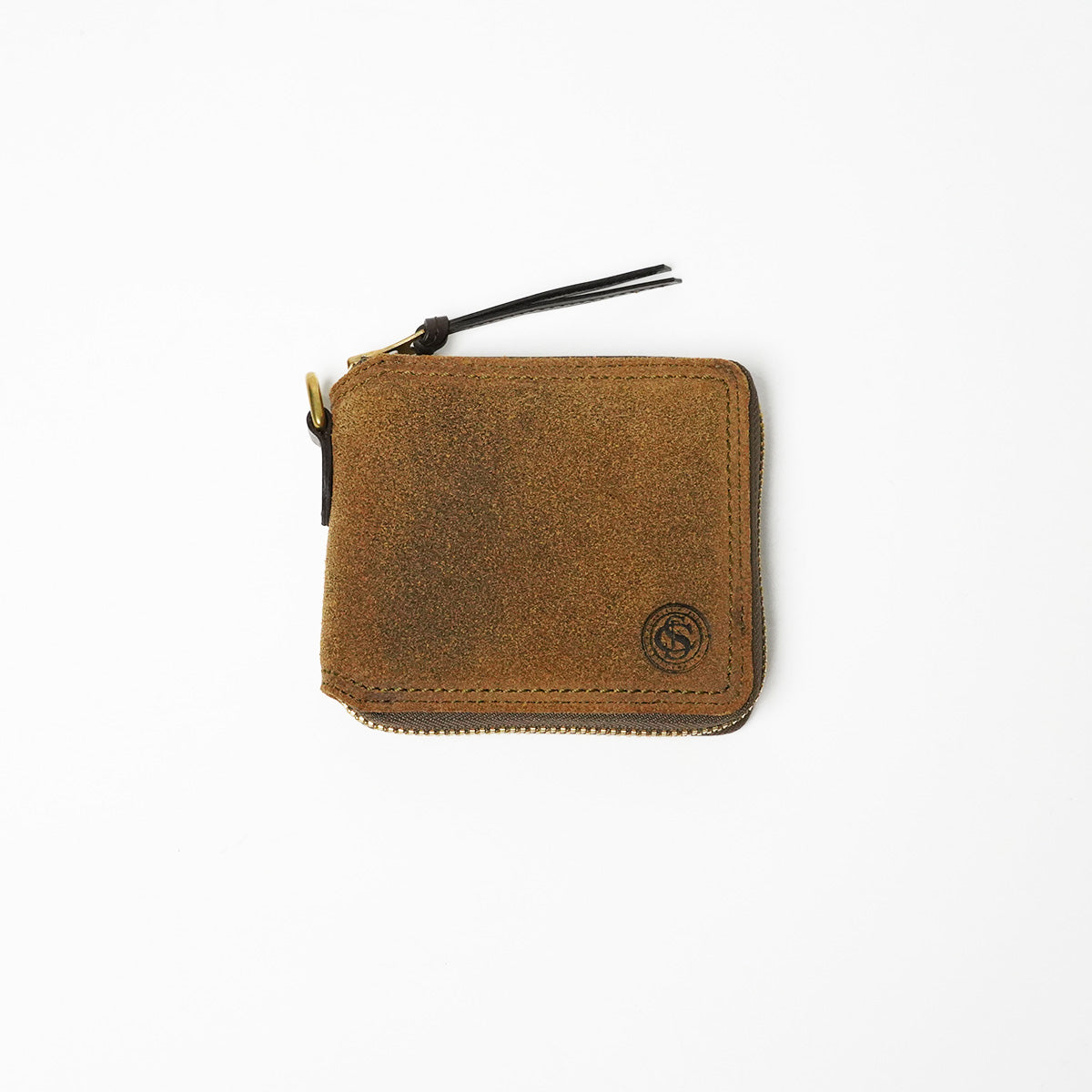 Oil suede round zipper bifold wallet FZKM12