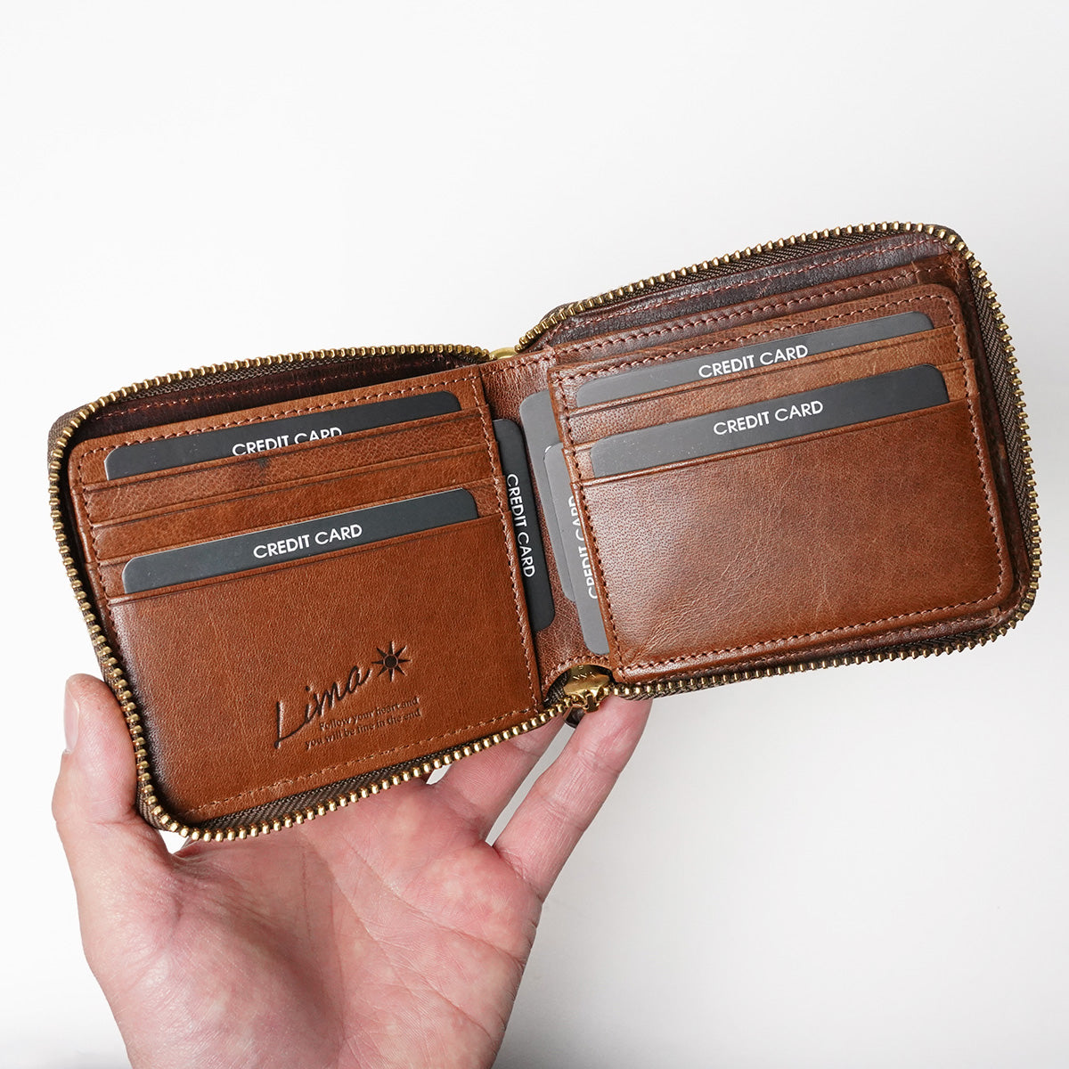 Oil suede round zipper bifold wallet FZKM12