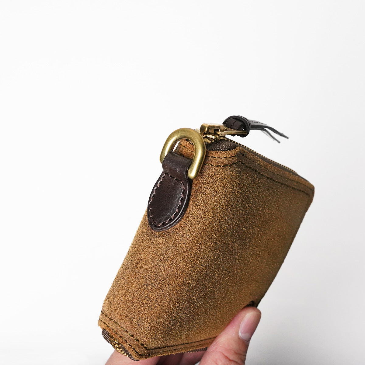 Oil suede round zipper bifold wallet FZKM12