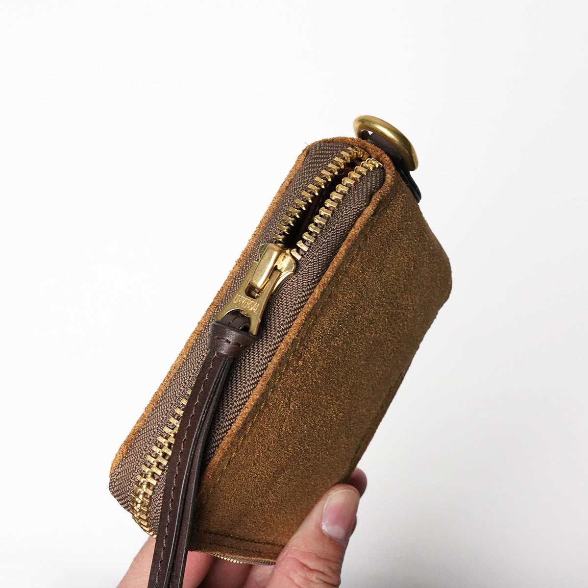 Oil suede round zipper bifold wallet FZKM12