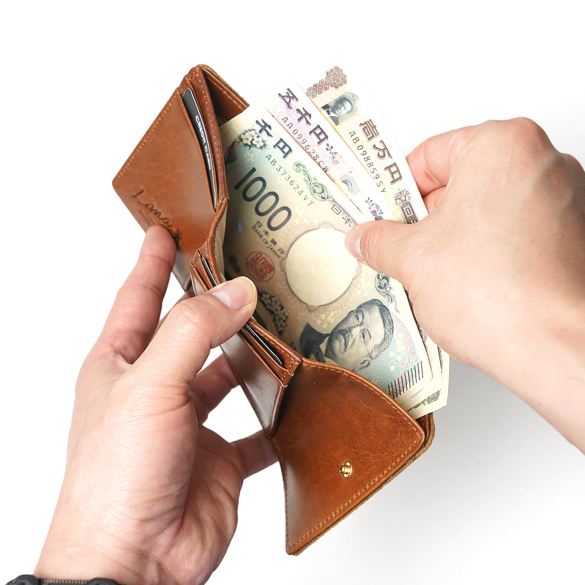 Oil suede tri-fold wallet FZKM14