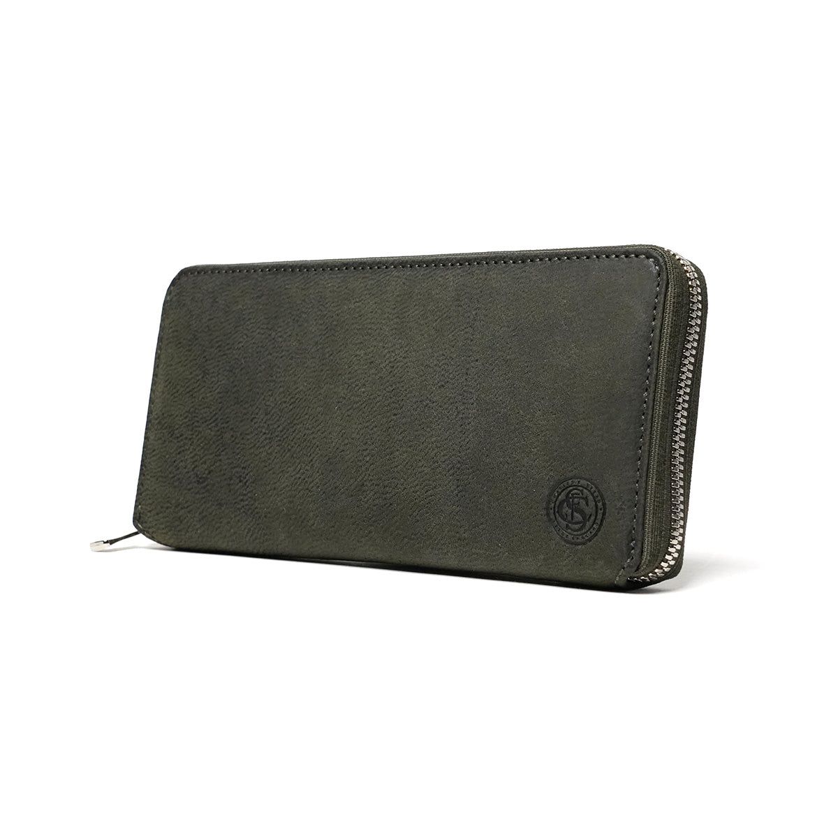 Waxed Elk Leather Round Zipper Long Wallet FZKM850