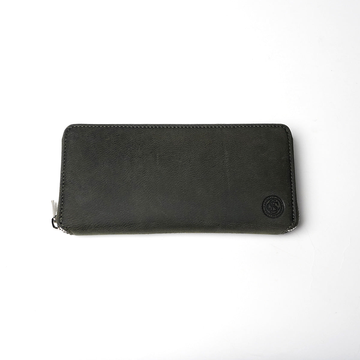 Waxed Elk Leather Round Zipper Long Wallet FZKM850