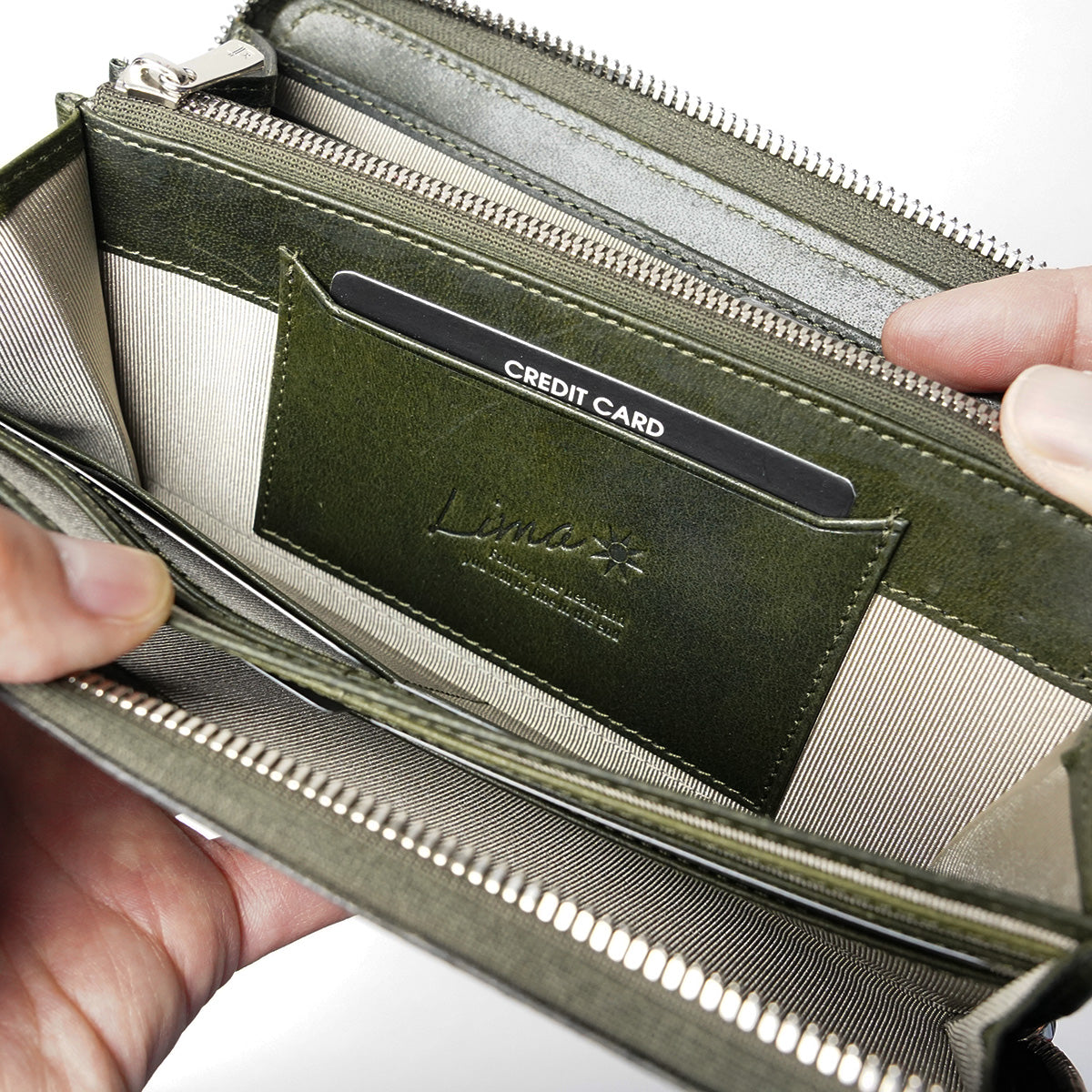 Waxed Elk Leather Round Zipper Long Wallet FZKM850