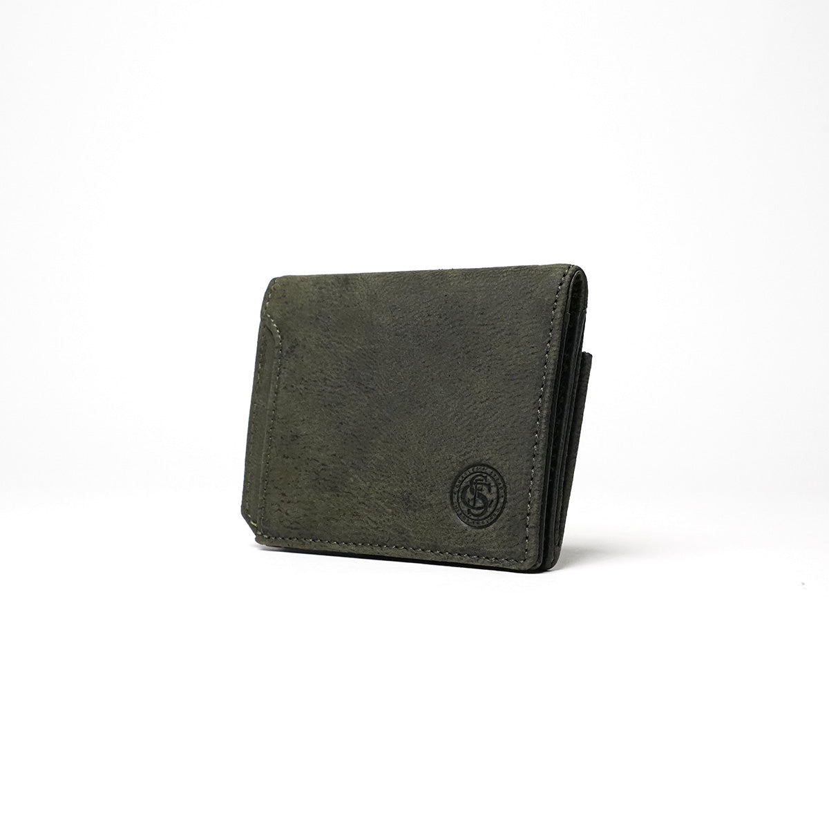 Waxed Elk Leather Bifold Mini Wallet FZKM854