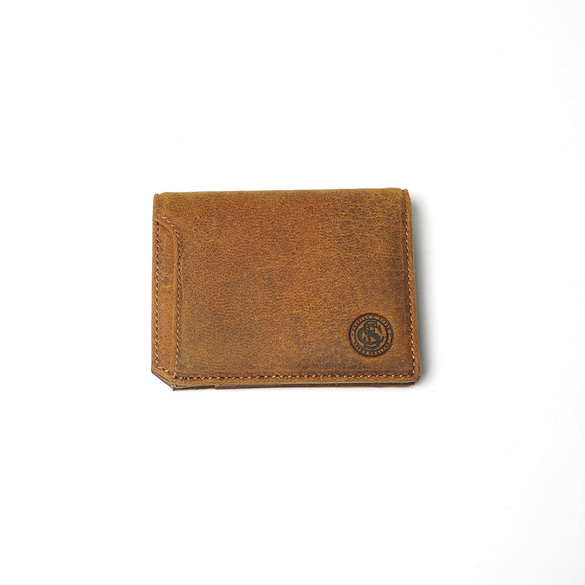 Waxed Elk Leather Bifold Mini Wallet FZKM854
