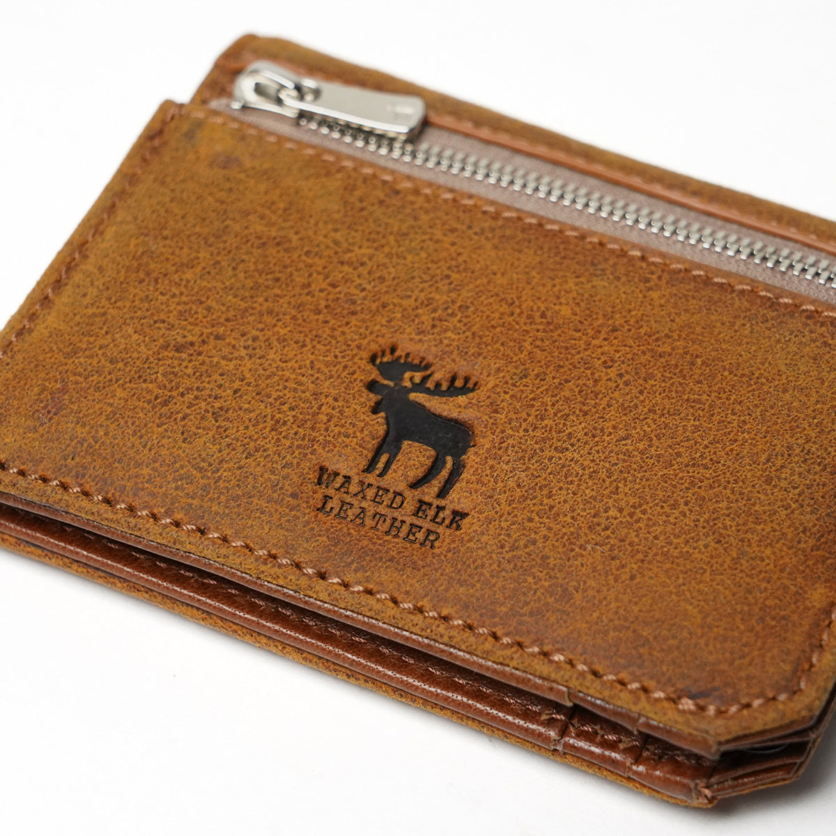 Waxed Elk Leather Bifold Mini Wallet FZKM854