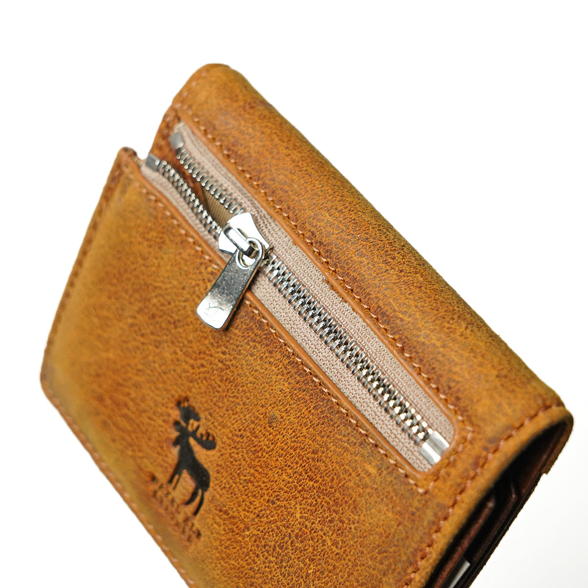 Waxed Elk Leather Bifold Mini Wallet FZKM854