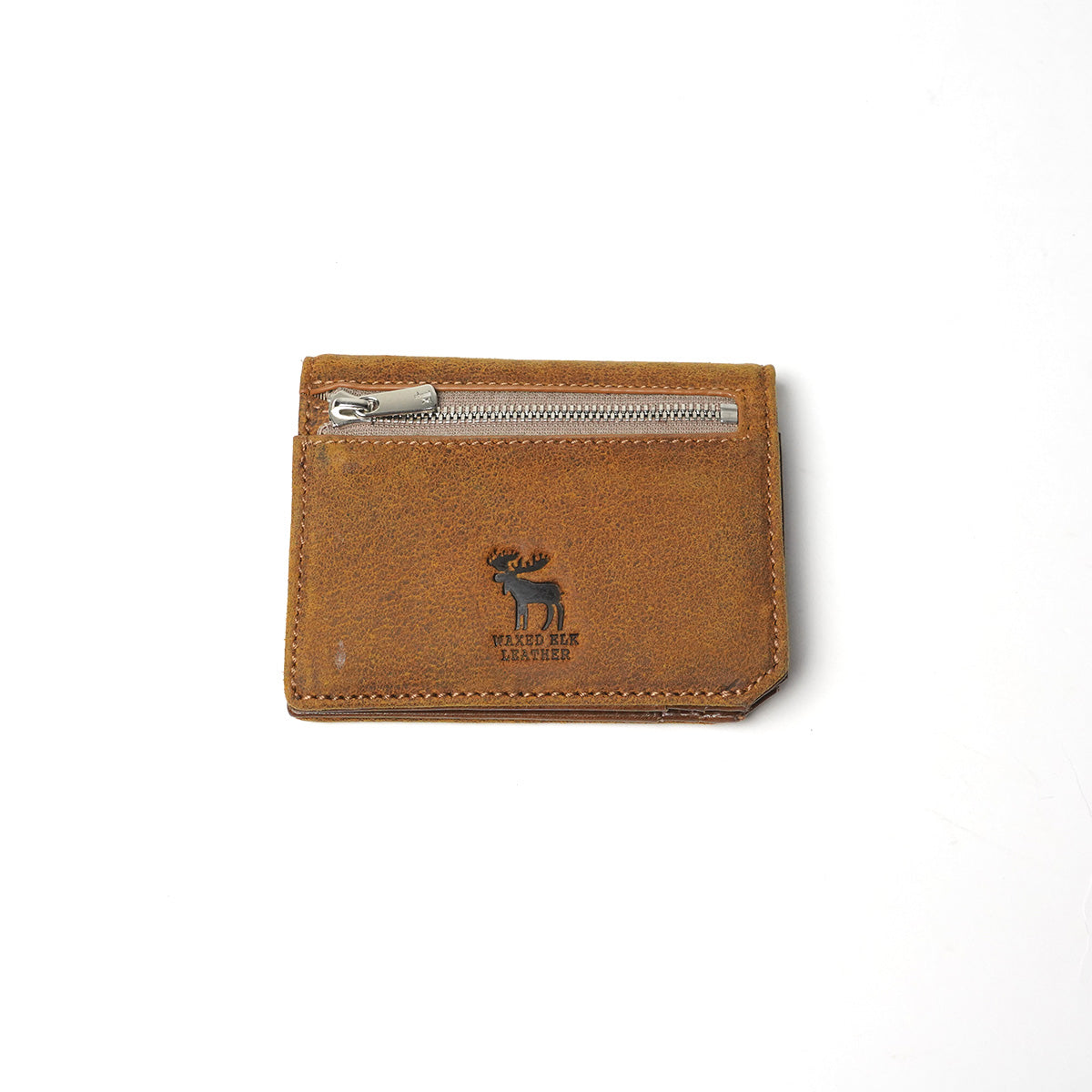 Waxed Elk Leather Bifold Mini Wallet FZKM854