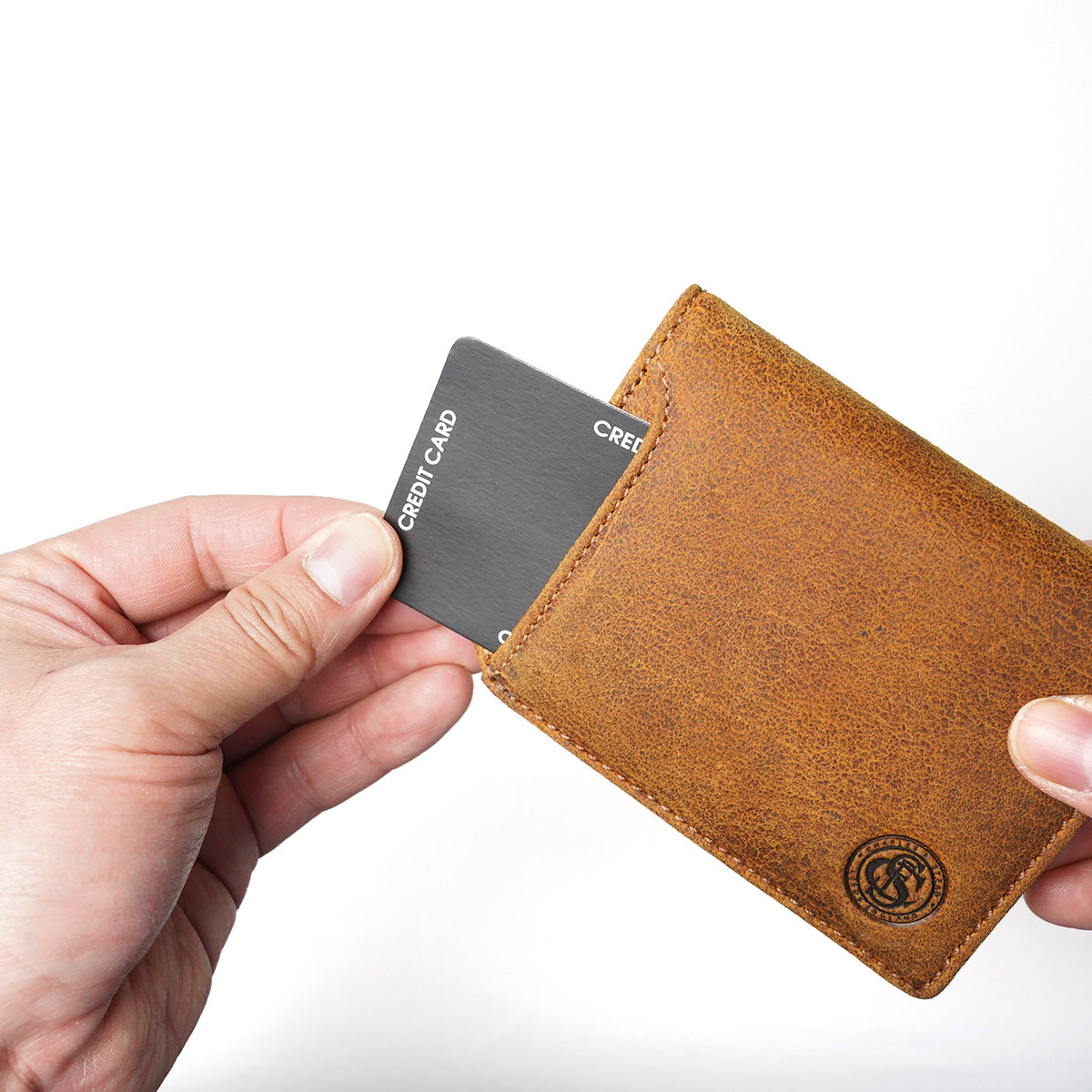 Waxed Elk Leather Bifold Mini Wallet FZKM854