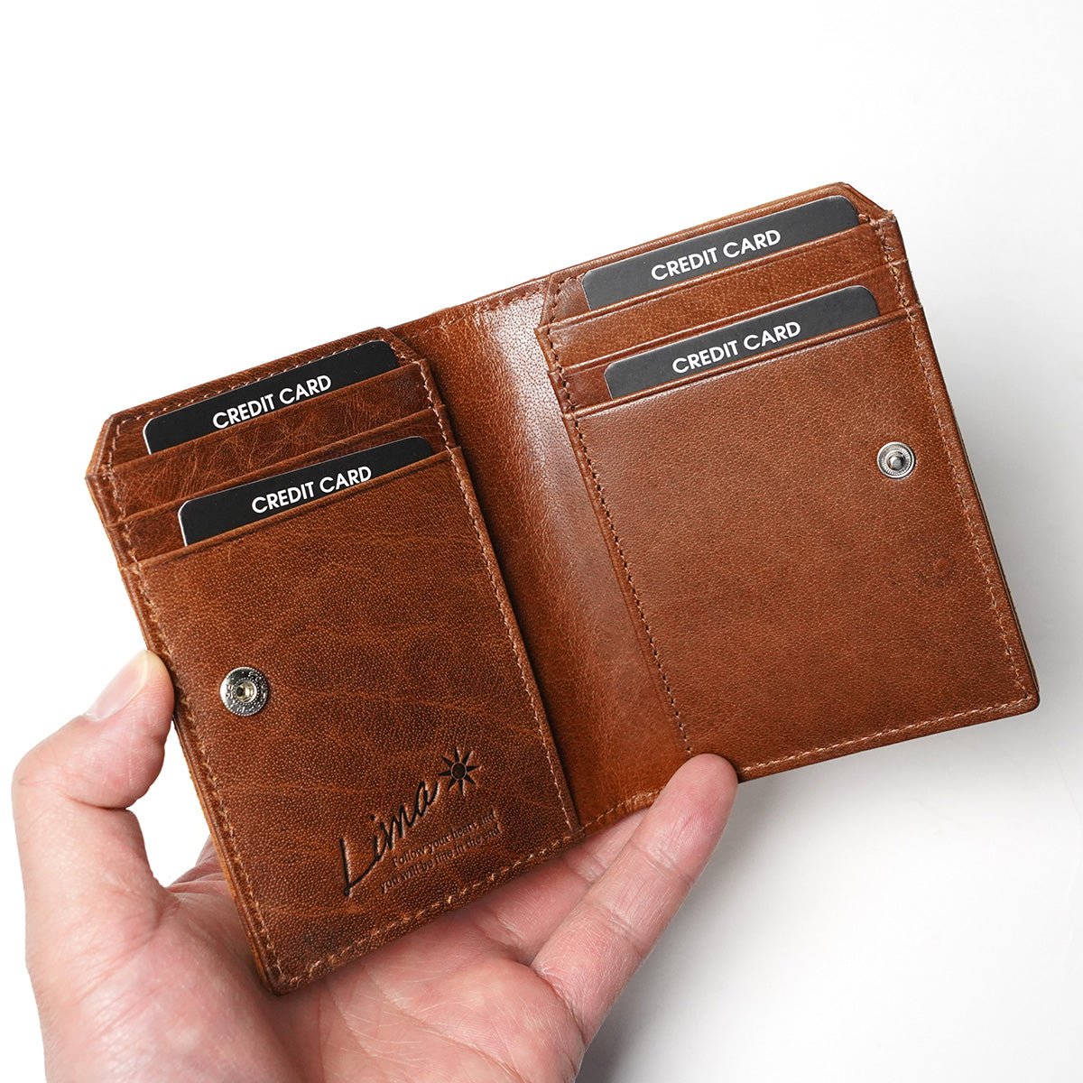 Waxed Elk Leather Bifold Mini Wallet FZKM854