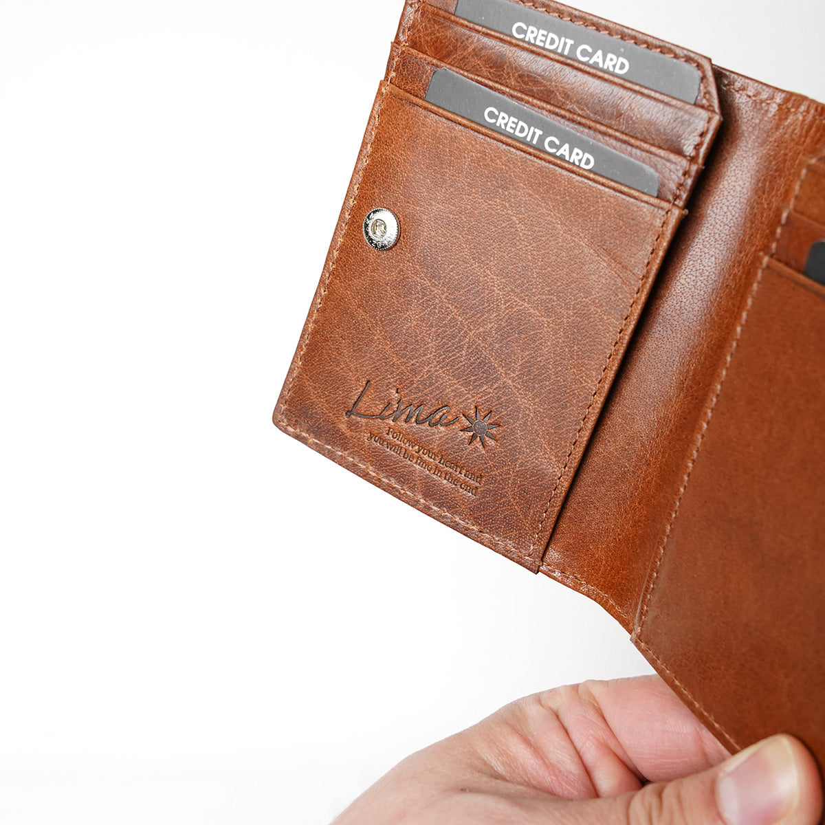 Waxed Elk Leather Bifold Mini Wallet FZKM854