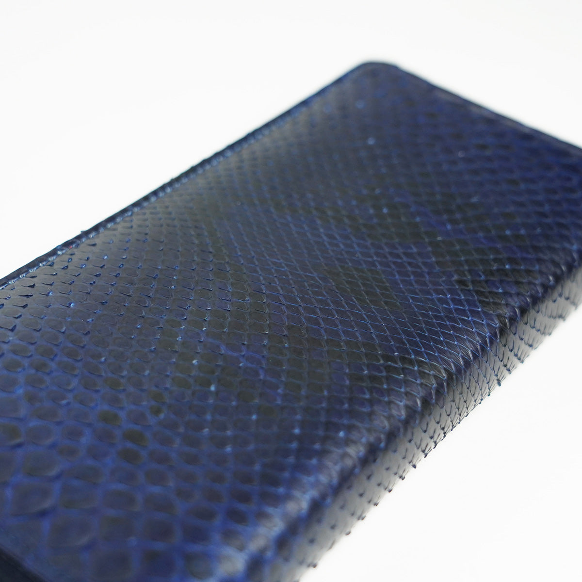 Indigo dyed x snakeskin round zipper long wallet HRD2000