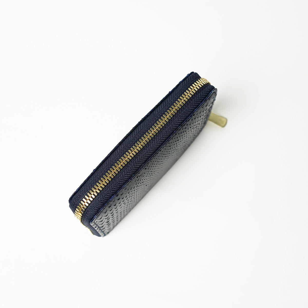 Indigo dyed x snake leather round zipper half wallet HRD2001