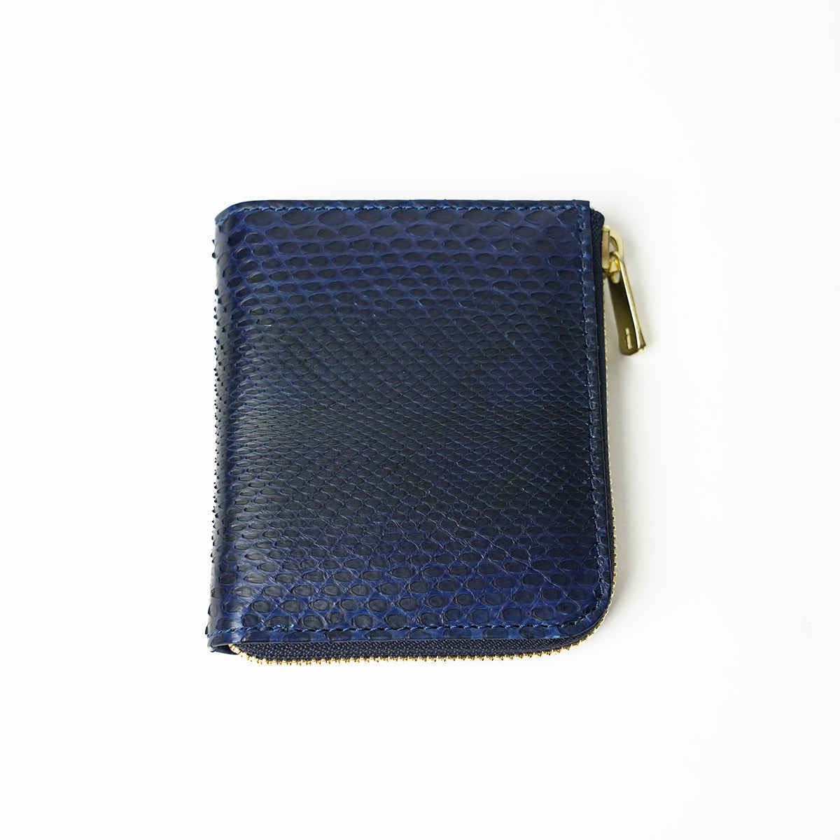 Indigo dyed x snakeskin L-shaped zipper mini half wallet HRD2002