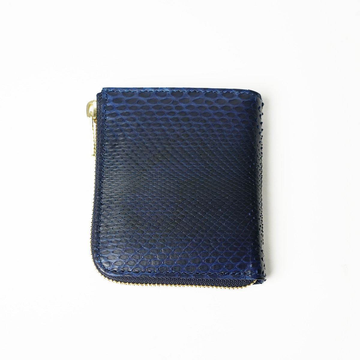 Indigo dyed x snakeskin L-shaped zipper mini half wallet HRD2002