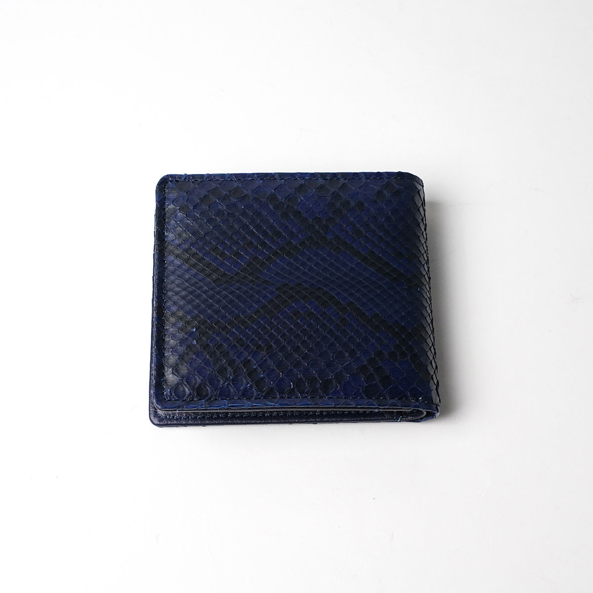 Indigo dyed x snake leather bifold wallet HRD2003