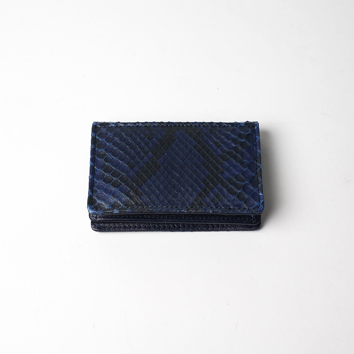 Indigo dyed x snakeskin business card holder HRD2004