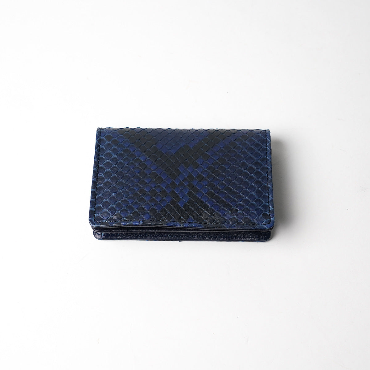 Indigo dyed x snakeskin business card holder HRD2004