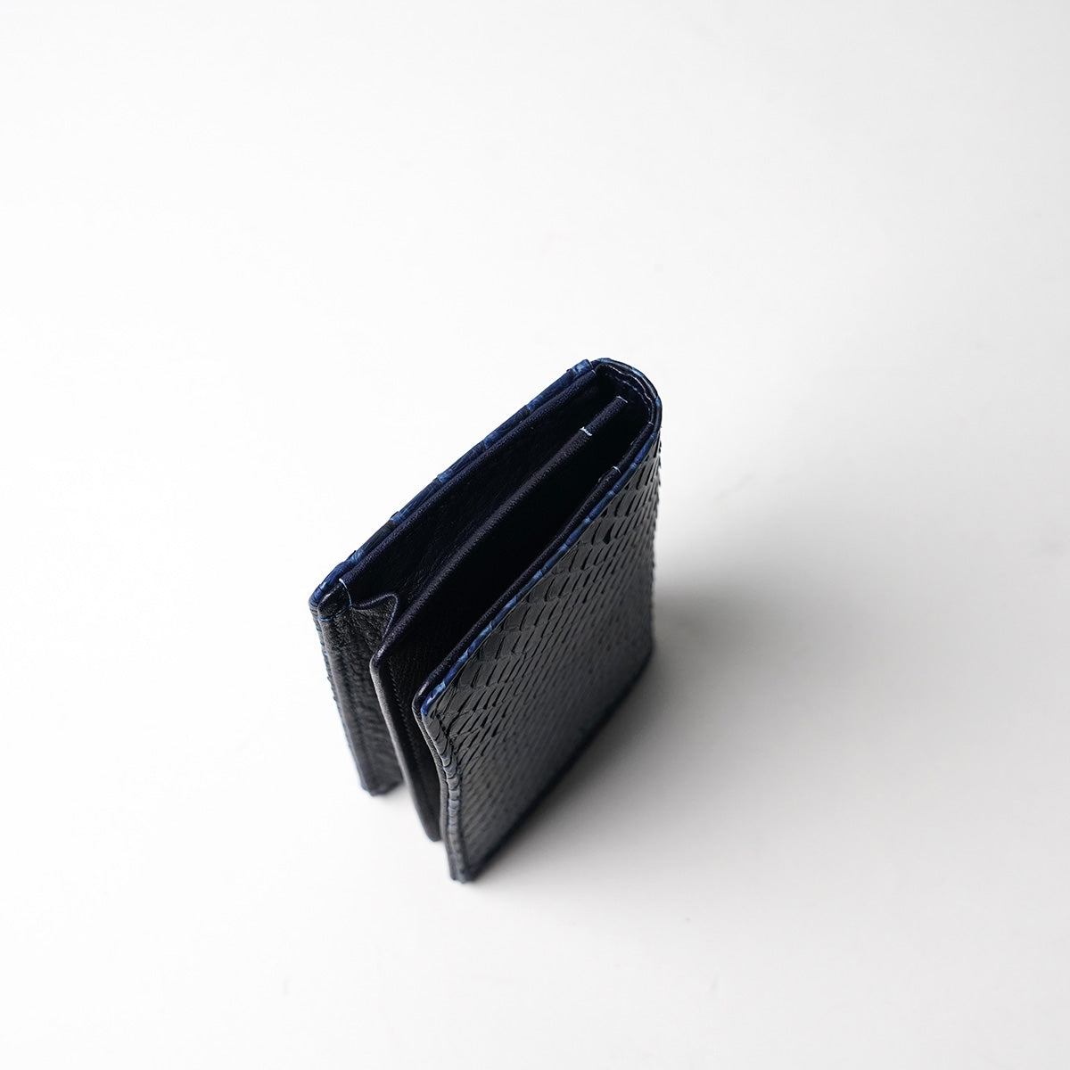 Indigo dyed x snakeskin business card holder HRD2004