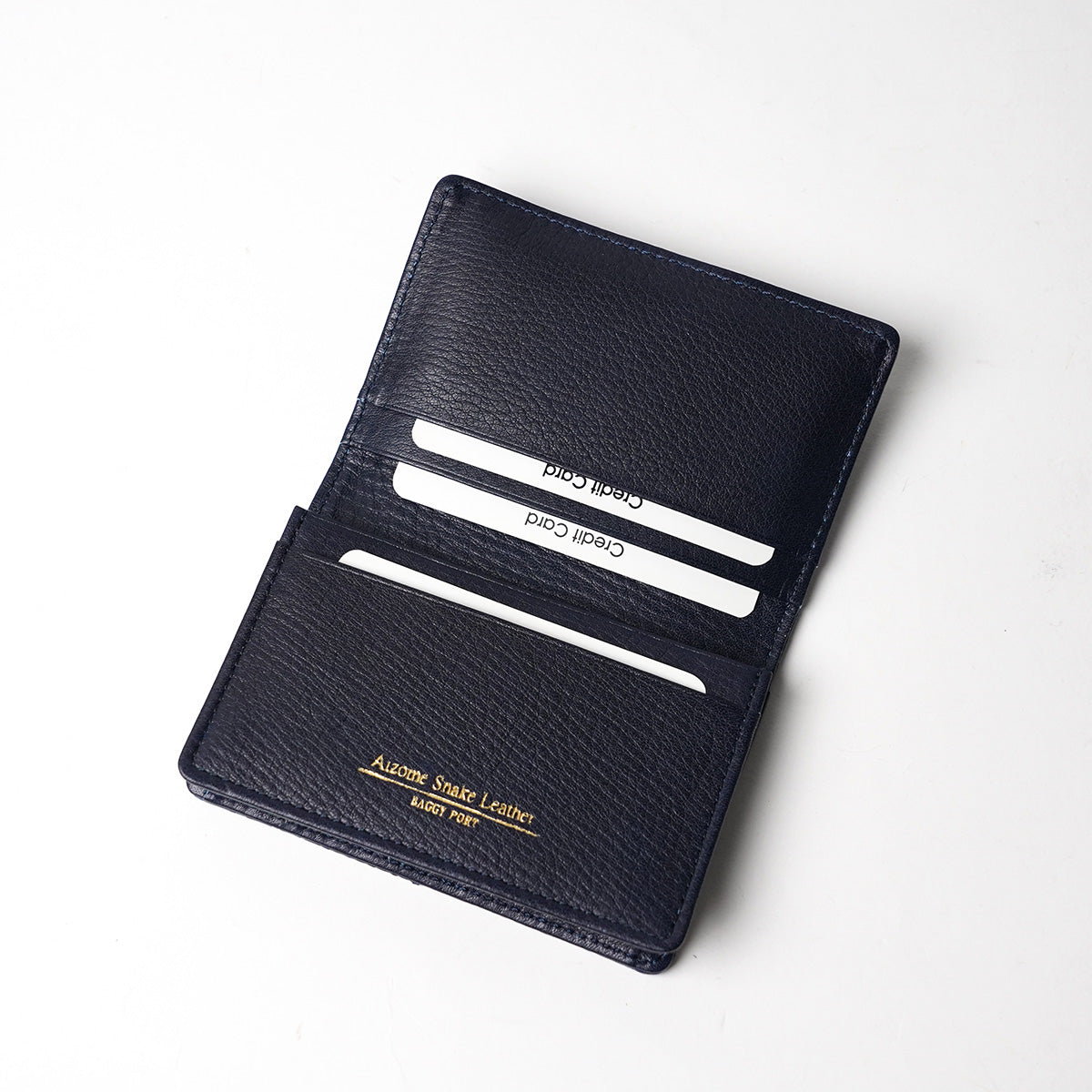 Indigo dyed x snakeskin business card holder HRD2004
