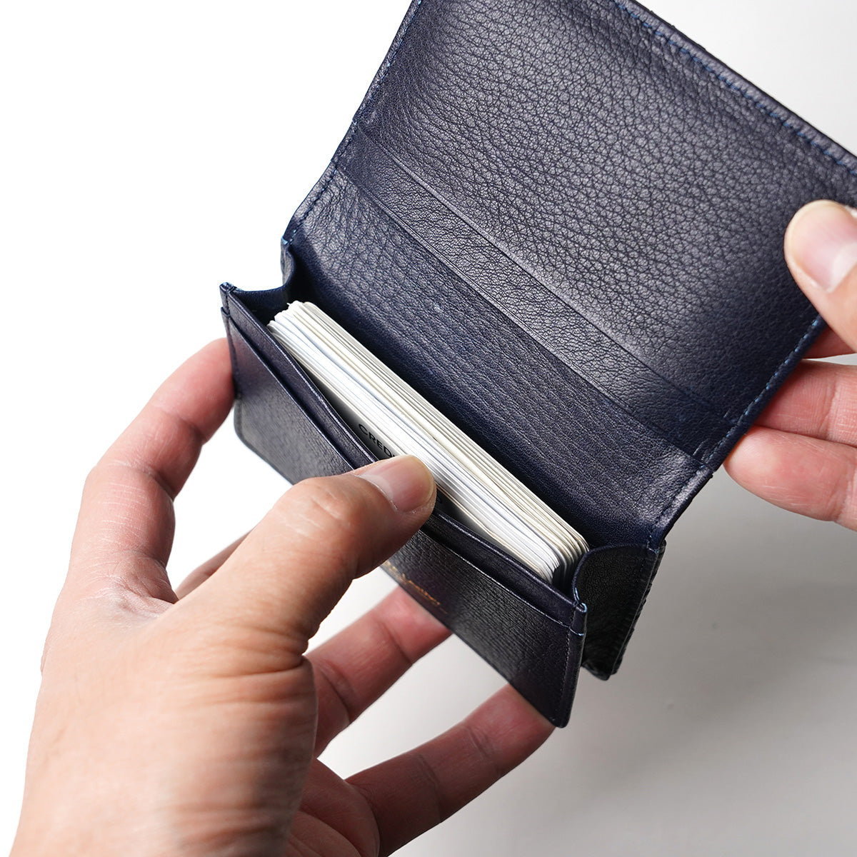 Indigo dyed x snakeskin business card holder HRD2004