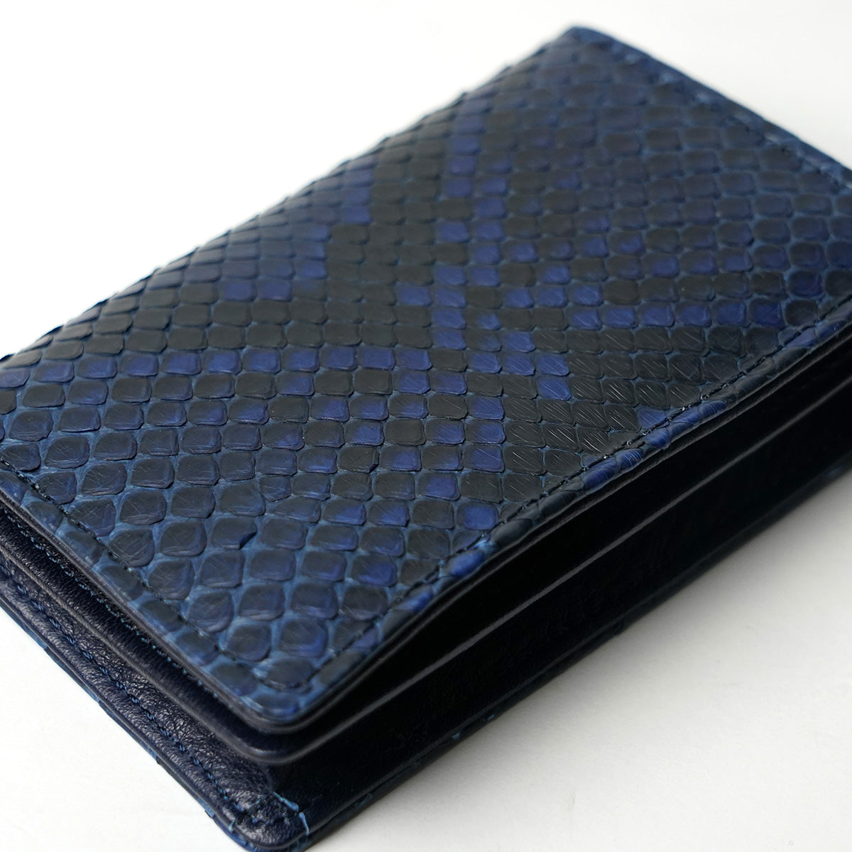 Indigo dyed x snakeskin business card holder HRD2004