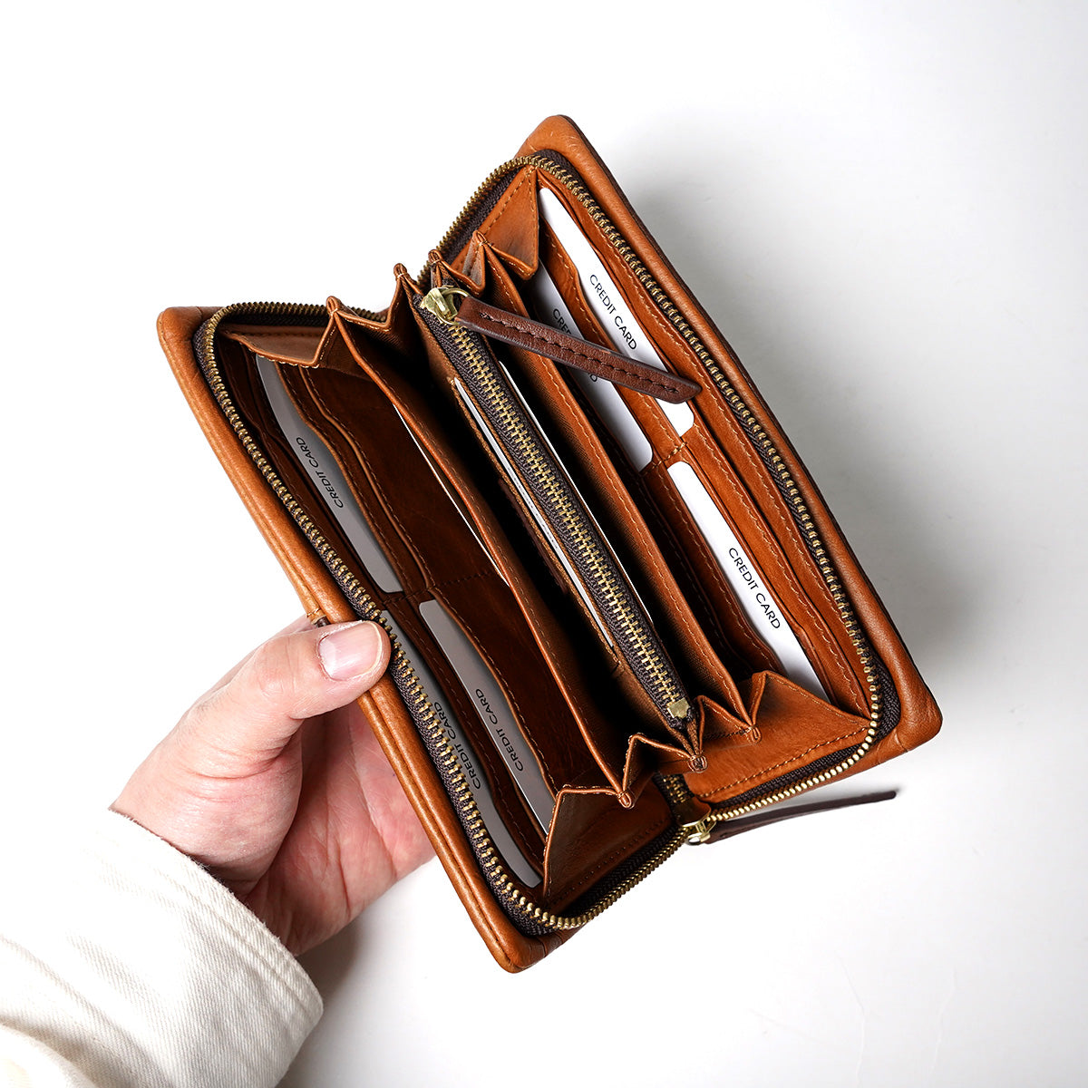 Full Chrome Wash Round Zipper Long Wallet HRD400