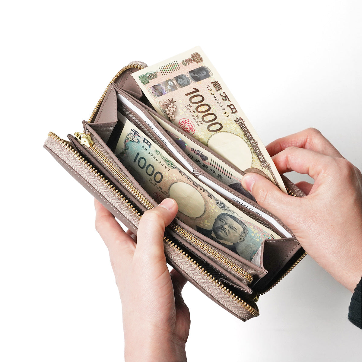 エンボス リサイクルレザー ラウンドファスナー長財布 LZKM140