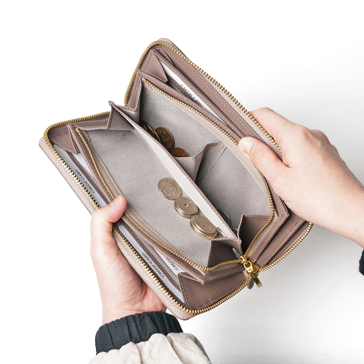 エンボス リサイクルレザー ラウンドファスナー長財布 LZKM140