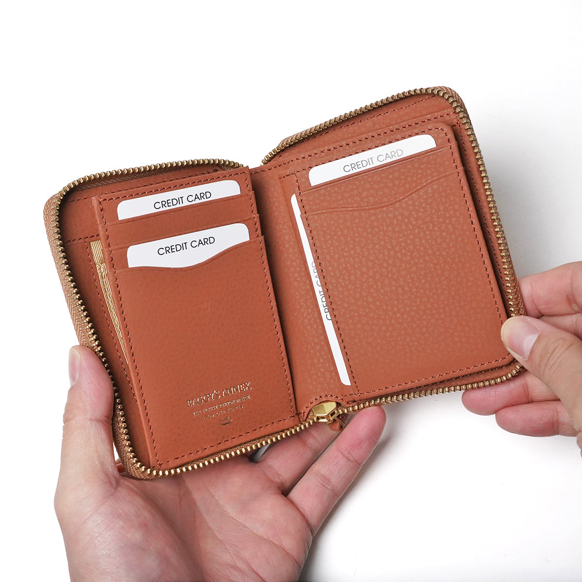 エンボス リサイクルレザー ラウンドファスナー ハーフ財布 LZKM141