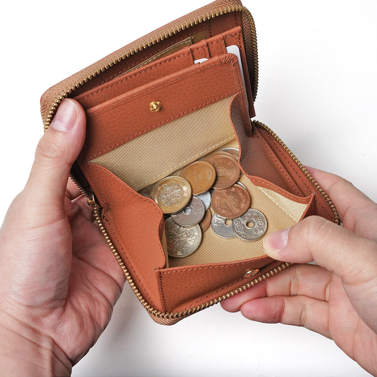 エンボス リサイクルレザー ラウンドファスナー ハーフ財布 LZKM141