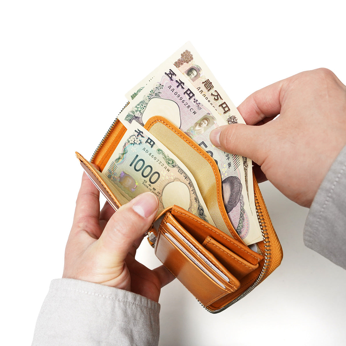 ナチュラルボックス ラウンドファスナー ハーフ財布 LZKM3601