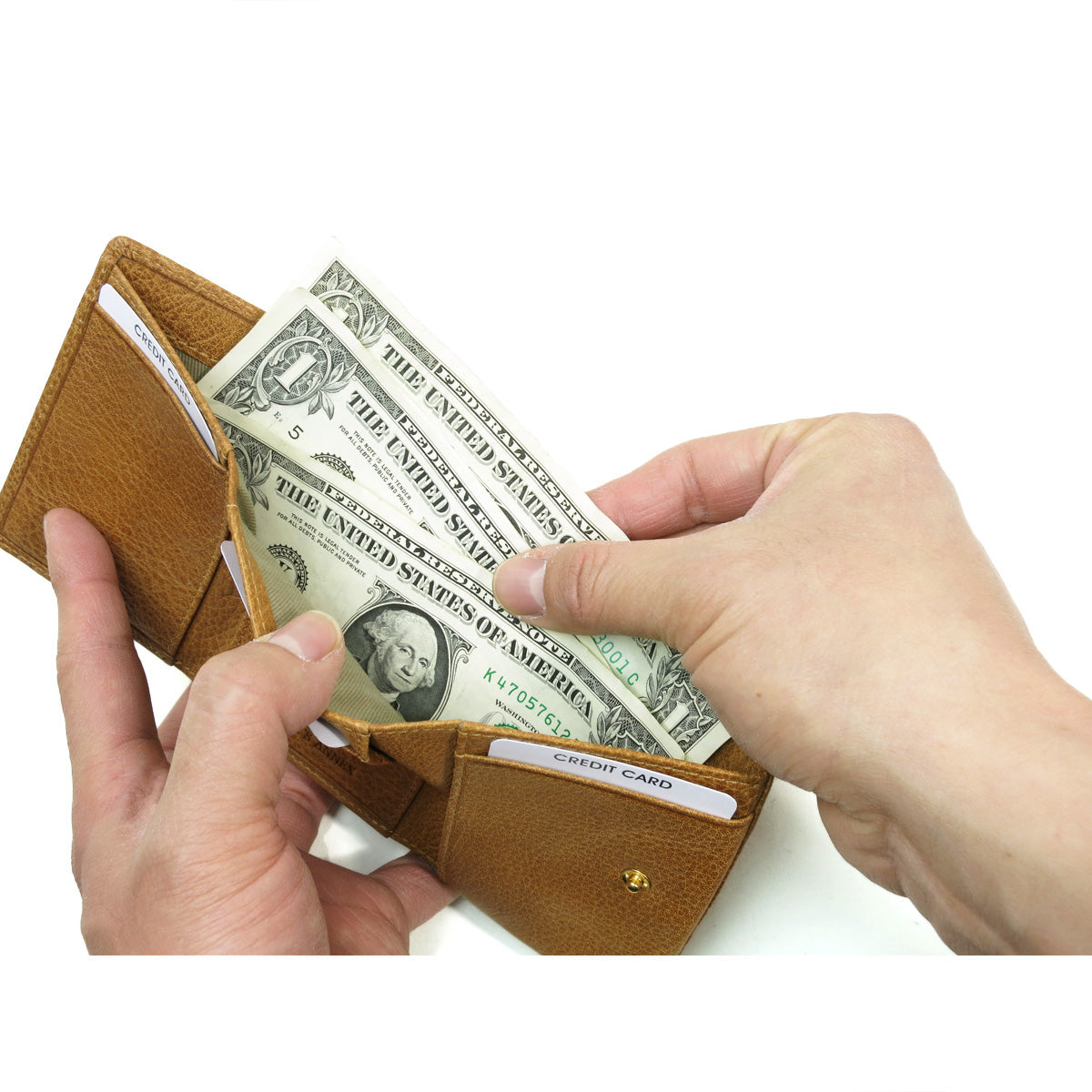BAFU Leather - Buff Leather - Tri-fold Clasp Wallet LZKM782