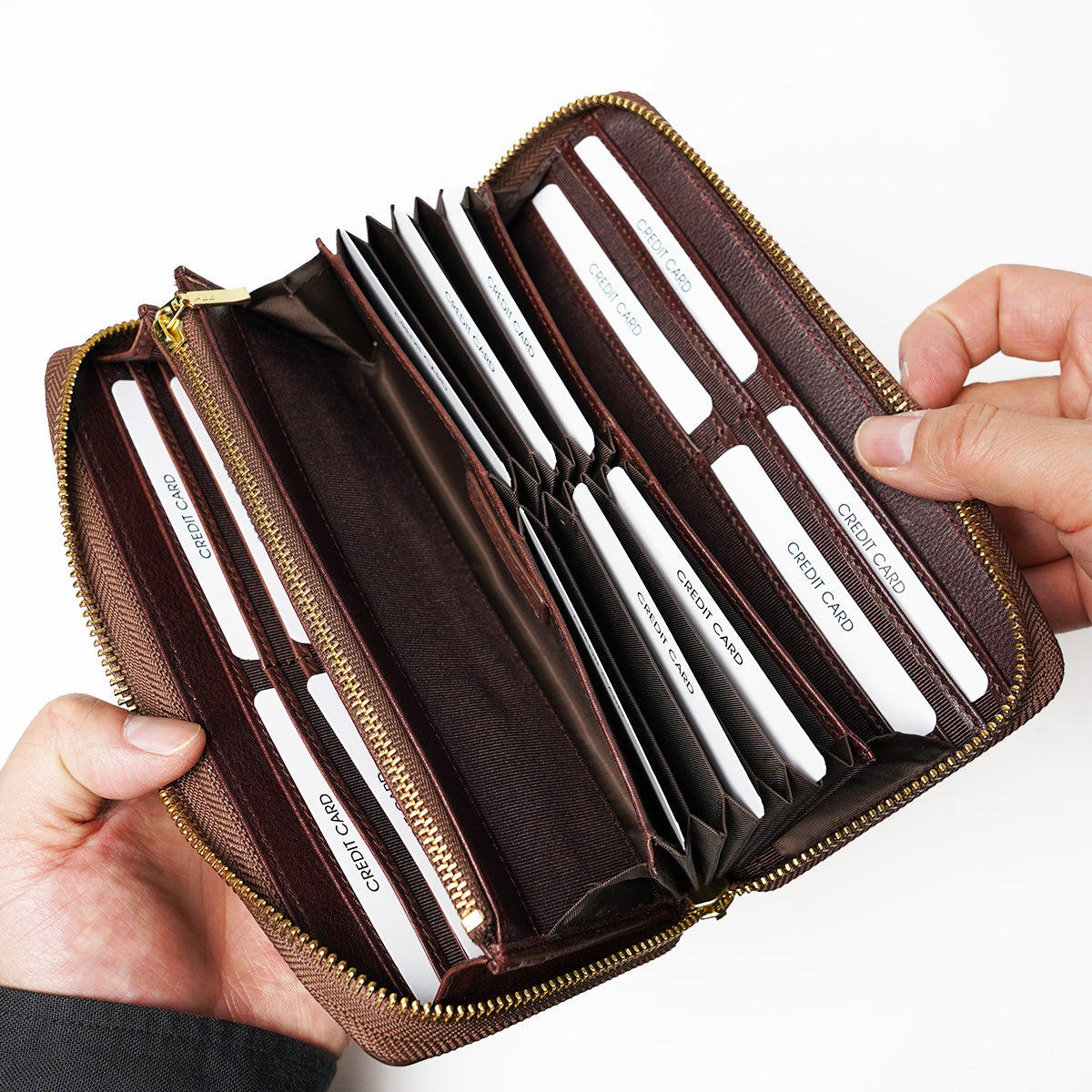 BAFU Leather - Buff Leather - Accordion Round Zipper Long Wallet LZKM787