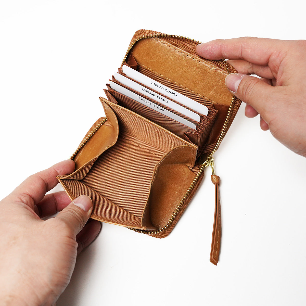 BAFU Leather - Buff Leather - Accordion Round Zipper Mini Wallet LZKM788