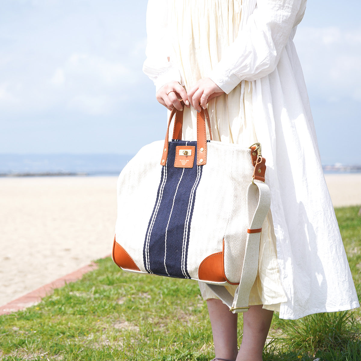 Rayon Linen 20oz Herringbone Tote Shoulder Bag SMAK703