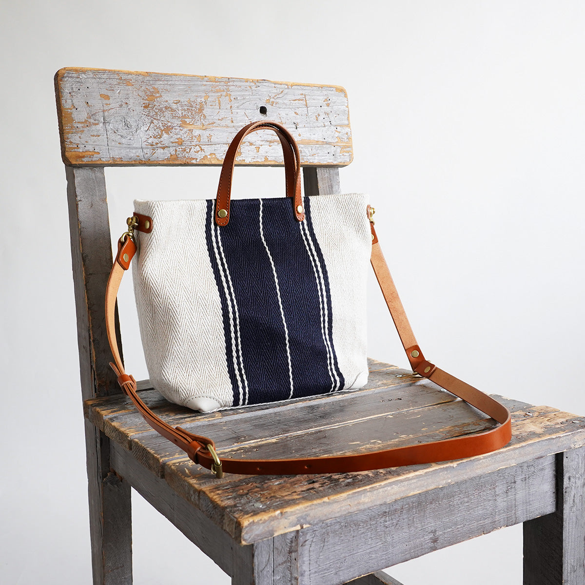 Rayon Linen Herringbone B5 Tote Shoulder Bag SMAK704