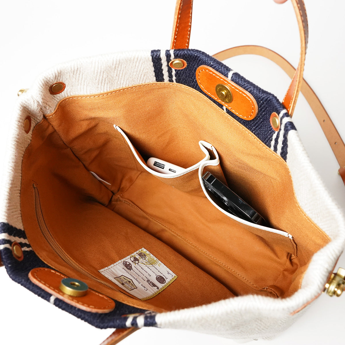 Rayon Linen Herringbone B5 Tote Shoulder Bag SMAK704