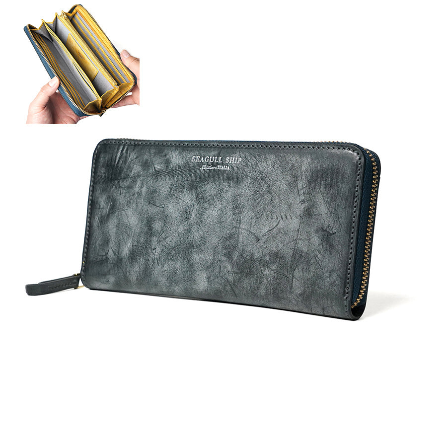 Alaska Leather Round Zipper Long Wallet SZKM36