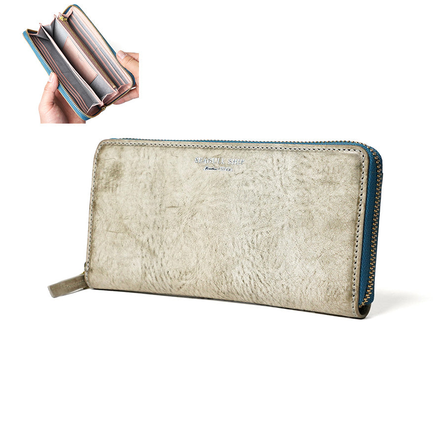 Alaska Leather Round Zipper Long Wallet SZKM36