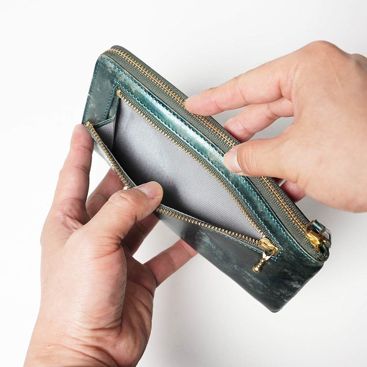 Art.BISANZIO Puttini Attillio Italy -Bizanzio- L-shaped zipper long wallet SZKM62