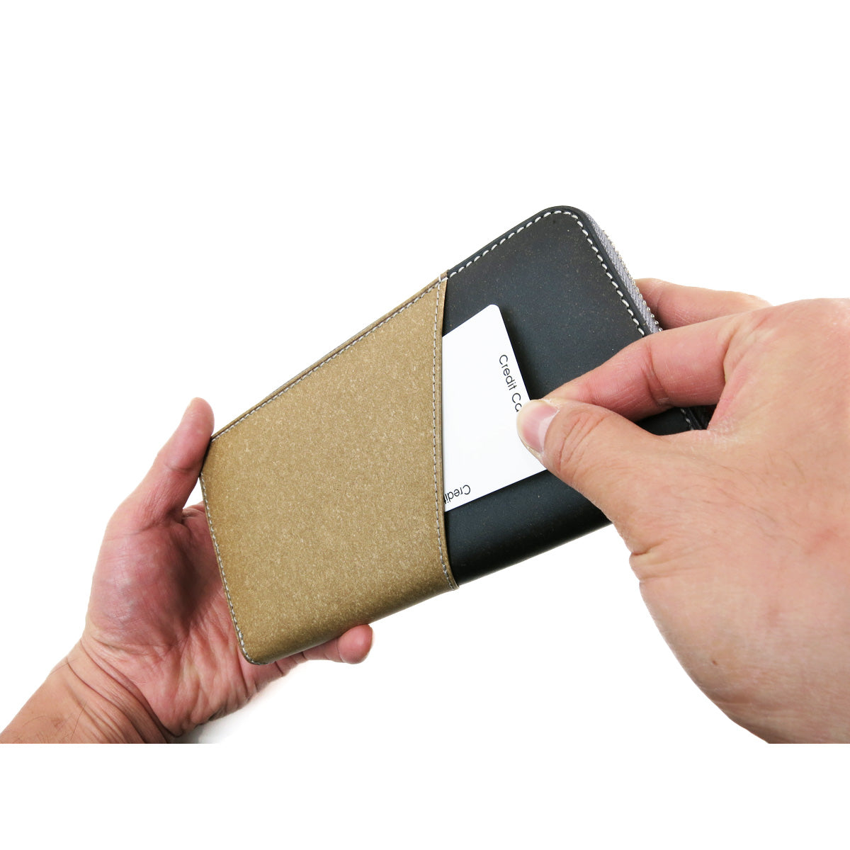 Recycled Leather Round Zip Long Wallet ZKM600