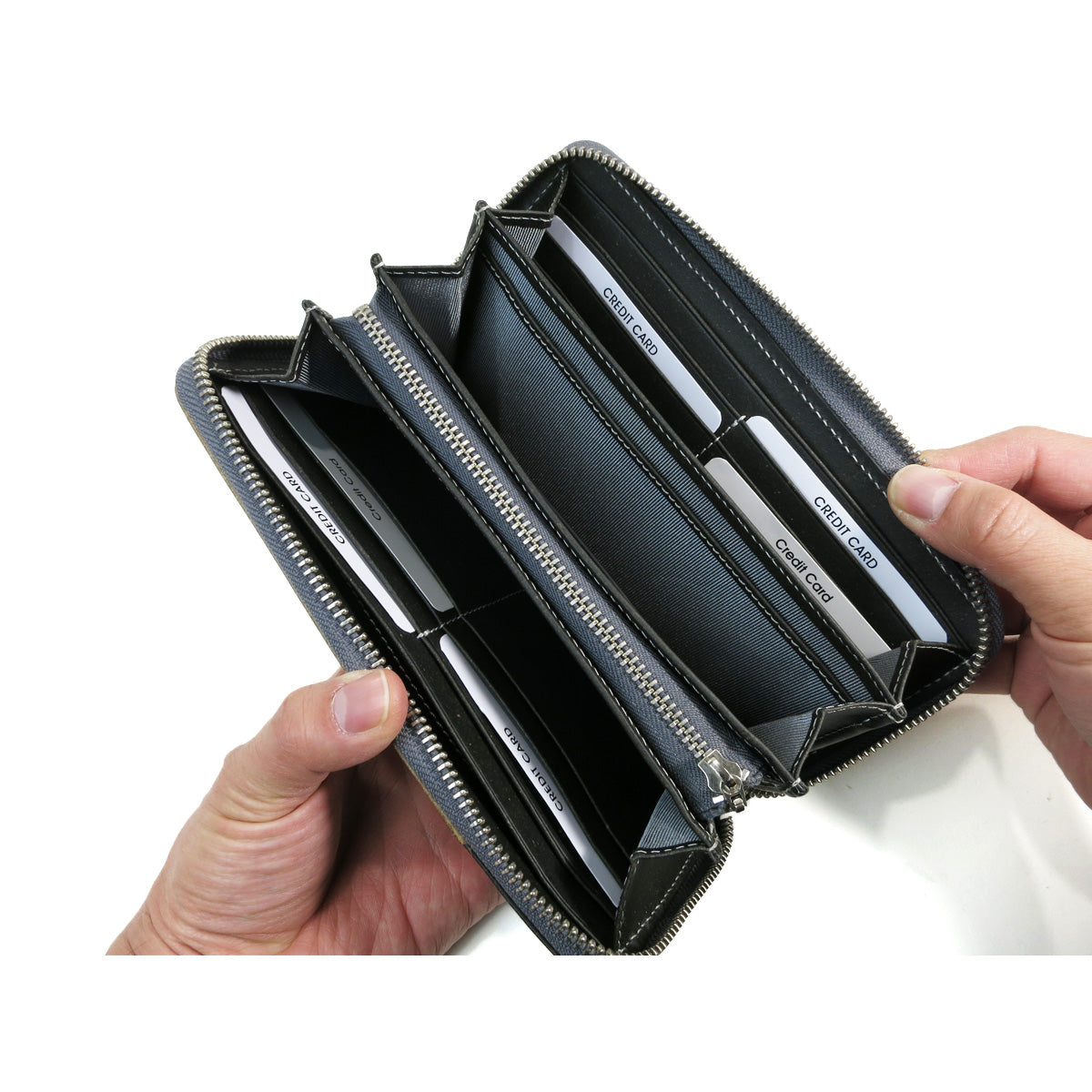 Recycled Leather Round Zip Long Wallet ZKM600