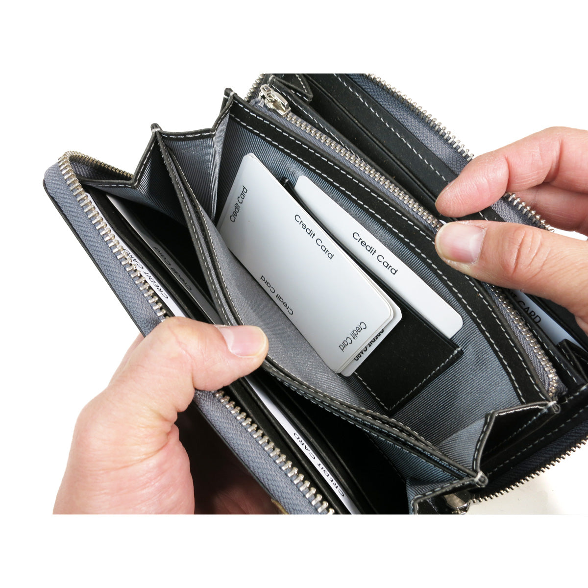 Recycled Leather Round Zip Long Wallet ZKM600