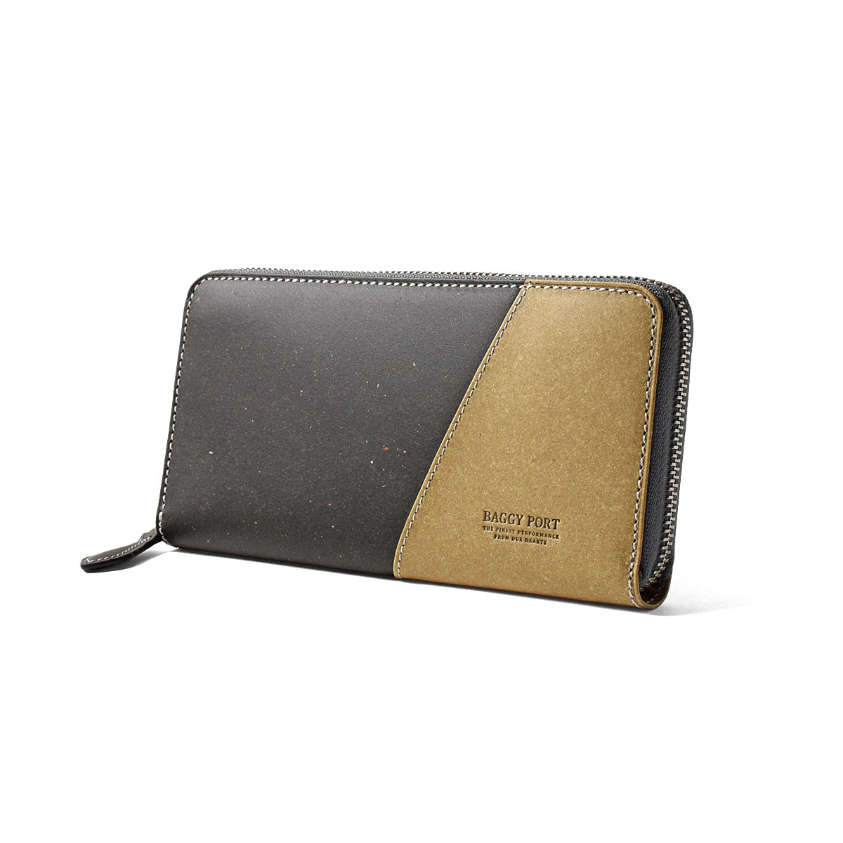 Recycled Leather Round Zip Long Wallet ZKM600