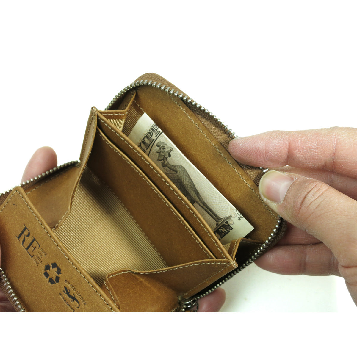 Recycled Leather Round Zipper Coin Purse ZKM604